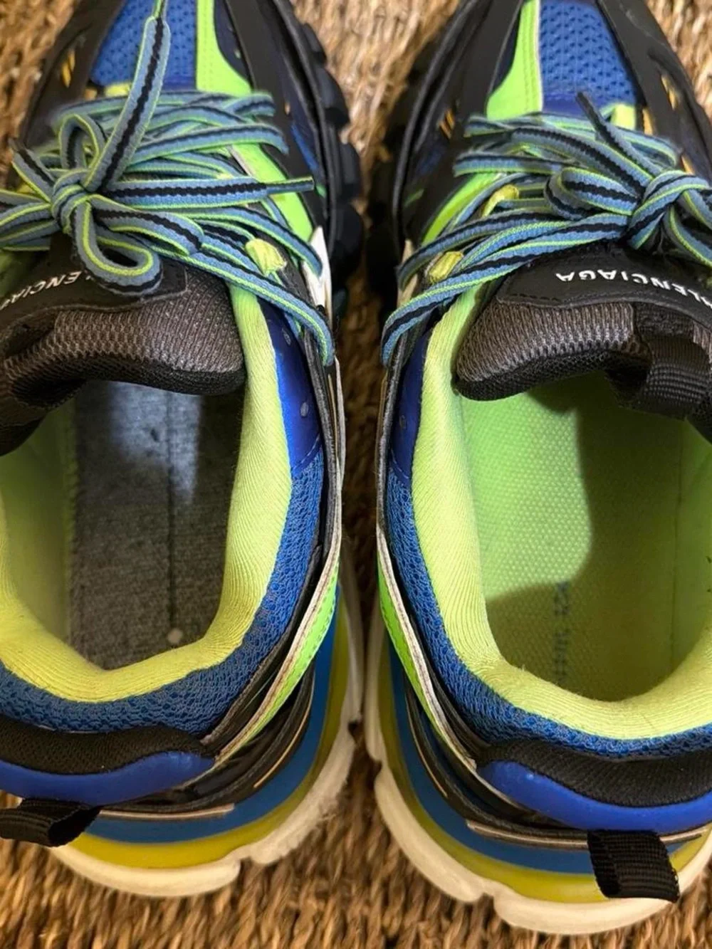 Balenciaga Men's Blue, Neon Green & Black Track Sneakers